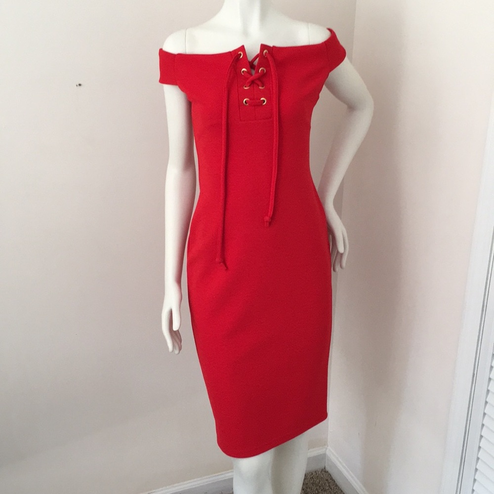 Red Off the Shoulder Dress